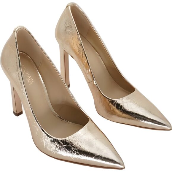 Michael Kors Amara Pointed Toe Pumps Pale Gold Metallic 6M - Picture 4 of 6